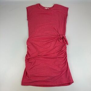 SUNDRY Size 3 (L 12) Casual Summer Side Tie Jersey Dress Ruched Pink Made in USA